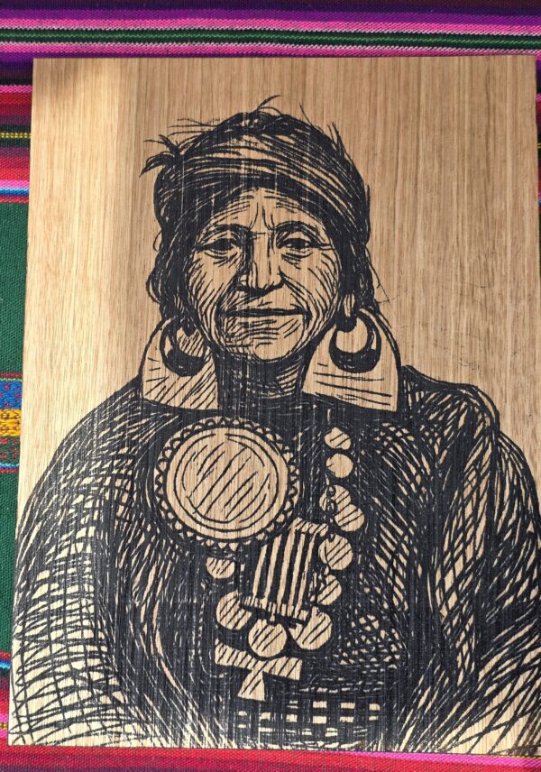 Wooden Engraved Mapuche Machi (Healer)