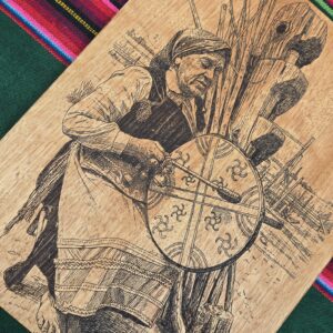 Wooden Engraved Machi and her kultrun