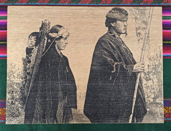 Wooden Engraved Mapuche family