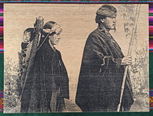 Wooden Engraved Mapuche family
