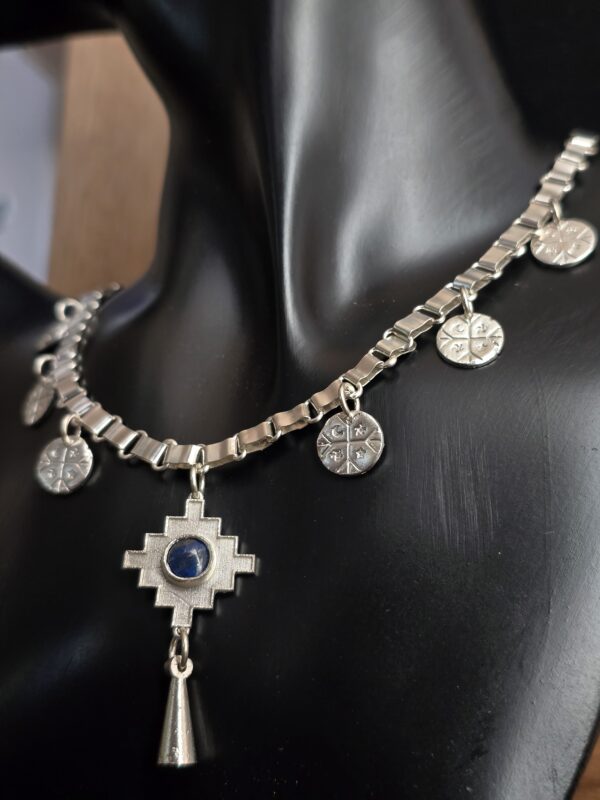 Andina Cross Chakana Necklace with Lapis Lazuli