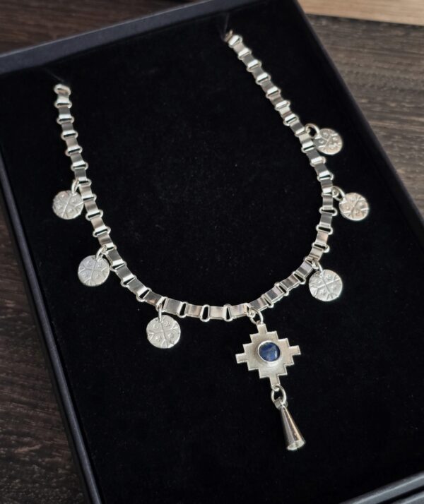 Andina Cross Chakana Necklace with Lapis Lazuli