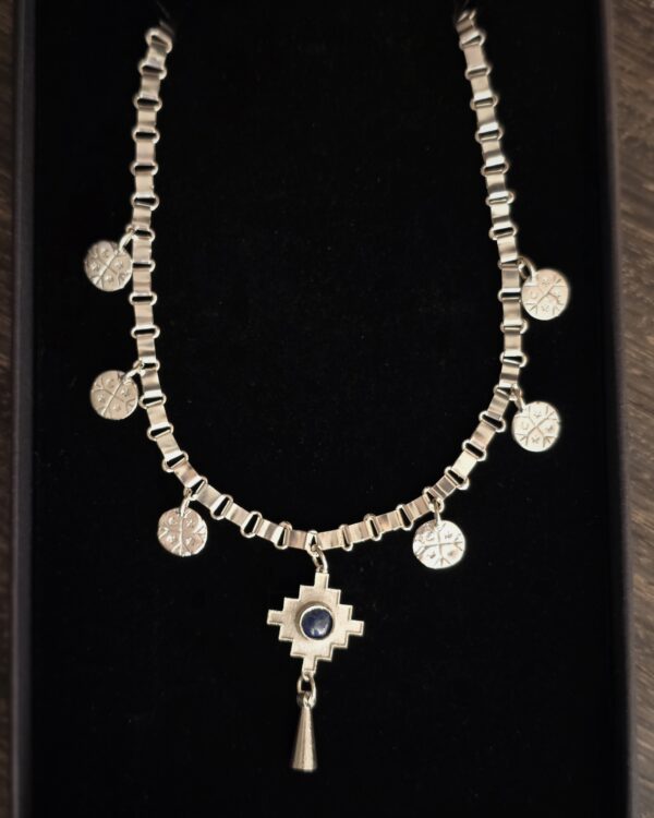 Andina Cross Chakana Necklace with Lapis Lazuli